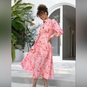 Petal & Pup Pink Floral Long Sleeve Dress